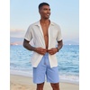 COOFANDY Men Linen Beach Shorts Casual Drawstring Summer Vacation Shorts | Elastic Waist, Lightweight Stretch Short, 9 Inch Inseam, Slim Fit, Holiday Vacation Shorts, Flat Front Short, Hawaiian Style(Sky Blue)