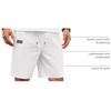 COOFANDY Men Linen Beach Shorts Casual Drawstring Summer Vacation Shorts | Elastic Waist, Lightweight Stretch Short, 9 Inch Inseam, Slim Fit, Holiday Vacation Shorts, Flat Front Short, Hawaiian Style(White)