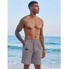 COOFANDY Men Linen Beach Shorts Casual Drawstring Summer Vacation Shorts | Elastic Waist, Lightweight Stretch Short, 9 Inch Inseam, Slim Fit, Holiday Vacation Shorts, Flat Front Short, Hawaiian Style(Medium Grey)