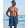 COOFANDY Men Linen Beach Shorts Casual Drawstring Summer Vacation Shorts | Elastic Waist, Lightweight Stretch Short, 9 Inch Inseam, Slim Fit, Holiday Vacation Shorts, Flat Front Short, Hawaiian Style(Dark Blue)