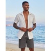 COOFANDY Men Linen Beach Shorts Casual Drawstring Summer Vacation Shorts | Elastic Waist, Lightweight Stretch Short, 9 Inch Inseam, Slim Fit, Holiday Vacation Shorts, Flat Front Short, Hawaiian Style(Dark Grey)
