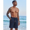 COOFANDY Men Linen Beach Shorts Casual Drawstring Summer Vacation Shorts | Elastic Waist, Lightweight Stretch Short, 9 Inch Inseam, Slim Fit, Holiday Vacation Shorts, Flat Front Short, Hawaiian Style(Navy Blue)
