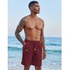 COOFANDY Men Linen Beach Shorts Casual Drawstring Summer Vacation Shorts | Elastic Waist, Lightweight Stretch Short, 9 Inch Inseam, Slim Fit, Holiday Vacation Shorts, Flat Front Short, Hawaiian Style(Wine Red)