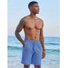 COOFANDY Men Linen Beach Shorts Casual Drawstring Summer Vacation Shorts | Elastic Waist, Lightweight Stretch Short, 9 Inch Inseam, Slim Fit, Holiday Vacation Shorts, Flat Front Short, Hawaiian Style(Blue)