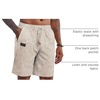 COOFANDY Men Linen Beach Shorts Casual Drawstring Summer Vacation Shorts | Elastic Waist, Lightweight Stretch Short, 9 Inch Inseam, Slim Fit, Holiday Vacation Shorts, Flat Front Short, Hawaiian Style(Z Khaki/Dark Grey)