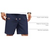 COOFANDY Men Linen Beach Shorts Casual Drawstring Summer Vacation Shorts | Elastic Waist, Lightweight Stretch Short, 9 Inch Inseam, Slim Fit, Holiday Vacation Shorts, Flat Front Short, Hawaiian Style(Navy Blue)