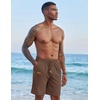 COOFANDY Men Linen Beach Shorts Casual Drawstring Summer Vacation Shorts | Elastic Waist, Lightweight Stretch Short, 9 Inch Inseam, Slim Fit, Holiday Vacation Shorts, Flat Front Short, Hawaiian Style(Brown)