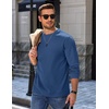 COOFANDY Mens Long Sleeve Tee Shirts Heavy Weight Cotton Crew Neck T-Shirt Regular Fit Casual Basic Tees(Dark Blue)