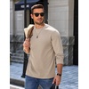 COOFANDY Mens Long Sleeve Tee Shirts Heavy Weight Cotton Crew Neck T-Shirt Regular Fit Casual Basic Tees(Khaki)