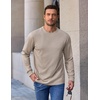 COOFANDY Mens Long Sleeve Tee Shirts Heavy Weight Cotton Crew Neck T-Shirt Regular Fit Casual Basic Tees(Khaki)