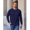 COOFANDY Mens Long Sleeve Tee Shirts Heavy Weight Cotton Crew Neck T-Shirt Regular Fit Casual Basic Tees(Navy)