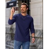 COOFANDY Mens Long Sleeve Tee Shirts Heavy Weight Cotton Crew Neck T-Shirt Regular Fit Casual Basic Tees(Navy)