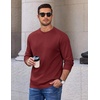 COOFANDY Mens Long Sleeve Tee Shirts Heavy Weight Cotton Crew Neck T-Shirt Regular Fit Casual Basic Tees(Wine Red)