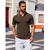COOFANDY Mens Polo Shirts Short Sleeve Casual Knit Polo Shirt Golf T Shirt | Vintage V-Neck Polo,Retro Contrast Collar,Soft Breathable Knit,Stretch Ribbed Hem,Old Money Style,Vacation Outfits,Casual,70S(Chestnut Brown)