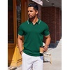 COOFANDY Mens Polo Shirts Short Sleeve Casual Knit Polo Shirt Golf T Shirt | Vintage V-Neck Polo,Retro Contrast Collar,Soft Breathable Knit,Stretch Ribbed Hem,Old Money Style,Vacation Outfits,Casual,70S(Green)