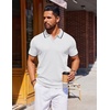 COOFANDY Mens Polo Shirts Short Sleeve Casual Knit Polo Shirt Golf T Shirt | Vintage V-Neck Polo,Retro Contrast Collar,Soft Breathable Knit,Stretch Ribbed Hem,Old Money Style,Vacation Outfits,Casual,70S(White)