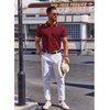 COOFANDY Mens Polo Shirts Short Sleeve Casual Knit Polo Shirt Golf T Shirt | Vintage V-Neck Polo,Retro Contrast Collar,Soft Breathable Knit,Stretch Ribbed Hem,Old Money Style,Vacation Outfits,Casual,70S(Wine Red)