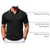 COOFANDY Mens Polo Shirts Short Sleeve Casual Knit Polo Shirt Golf T Shirt | Vintage V-Neck Polo,Retro Contrast Collar,Soft Breathable Knit,Stretch Ribbed Hem,Old Money Style,Vacation Outfits,Casual,70S(Black)