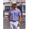 COOFANDY Mens Polo Shirts Short Sleeve Casual Knit Polo Shirt Golf T Shirt | Vintage V-Neck Polo,Retro Contrast Collar,Soft Breathable Knit,Stretch Ribbed Hem,Old Money Style,Vacation Outfits,Casual,70S(Purple)