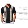 COOFANDY Mens Polo Shirts Short Sleeve Casual Knit Polo Shirt Golf T Shirt | Vintage V-Neck Polo,Retro Contrast Collar,Soft Breathable Knit,Stretch Ribbed Hem,Old Money Style,Vacation Outfits,Casual,70S(Black & Beige)