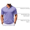 COOFANDY Mens Polo Shirts Short Sleeve Casual Knit Polo Shirt Golf T Shirt | Vintage V-Neck Polo,Retro Contrast Collar,Soft Breathable Knit,Stretch Ribbed Hem,Old Money Style,Vacation Outfits,Casual,70S(Purple)