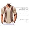 COOFANDY Mens Polo Shirts Short Sleeve Casual Knit Polo Shirt Golf T Shirt | Vintage V-Neck Polo,Retro Contrast Collar,Soft Breathable Knit,Stretch Ribbed Hem,Old Money Style,Vacation Outfits,Casual,70S(White & Brown)