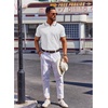 COOFANDY Mens Polo Shirts Short Sleeve Casual Knit Polo Shirt Golf T Shirt | Vintage V-Neck Polo,Retro Contrast Collar,Soft Breathable Knit,Stretch Ribbed Hem,Old Money Style,Vacation Outfits,Casual,70S(White)