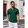 COOFANDY Mens Polo Shirts Short Sleeve Casual Knit Polo Shirt Golf T Shirt | Vintage V-Neck Polo,Retro Contrast Collar,Soft Breathable Knit,Stretch Ribbed Hem,Old Money Style,Vacation Outfits,Casual,70S(Green)