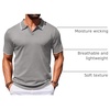 COOFANDY Mens Polo Shirts Short Sleeve Casual Knit Polo Shirt Golf T Shirt | Vintage V-Neck Polo,Retro Contrast Collar,Soft Breathable Knit,Stretch Ribbed Hem,Old Money Style,Vacation Outfits,Casual,70S(Light Grey)