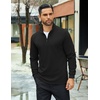 COOFANDY Mens Quarter Zip Up Pullover Lightweight Mock Neck Sweatshirt | Half Zip,Lightweight,Mock Neck,Casual,Soft fabric,Simple and Classic(01-black)