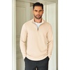 COOFANDY Mens Quarter Zip Up Pullover Lightweight Mock Neck Sweatshirt | Half Zip,Lightweight,Mock Neck,Casual,Soft fabric,Simple and Classic(Beige)