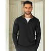 COOFANDY Mens Quarter Zip Up Pullover Lightweight Mock Neck Sweatshirt | Half Zip,Lightweight,Mock Neck,Casual,Soft fabric,Simple and Classic(Black&brown Collar)