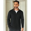 COOFANDY Mens Quarter Zip Up Pullover Lightweight Mock Neck Sweatshirt | Half Zip,Lightweight,Mock Neck,Casual,Soft fabric,Simple and Classic(Black&brown Collar)