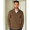 COOFANDY Mens Quarter Zip Up Pullover Lightweight Mock Neck Sweatshirt | Half Zip,Lightweight,Mock Neck,Casual,Soft fabric,Simple and Classic(Brown)