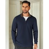 COOFANDY Mens Quarter Zip Up Pullover Lightweight Mock Neck Sweatshirt | Half Zip,Lightweight,Mock Neck,Casual,Soft fabric,Simple and Classic(Navy Blue&brown Collar)