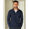 COOFANDY Mens Quarter Zip Up Pullover Lightweight Mock Neck Sweatshirt | Half Zip,Lightweight,Mock Neck,Casual,Soft fabric,Simple and Classic(Navy Blue&brown Collar)