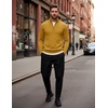 COOFANDY Men’s Quarter Zip Up Sweaters Slim Fit Lightweight Mock Pullover | Casual Polo Sweaters, Quarter Zip Pullover, Business Winter Fall, Relaxed Fit, Knit Turtleneck Sweater, Metal Zipper Pull(Turmeric)