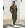 COOFANDY Men’s Tracksuits 2 Piece Athletic Sweatsuit Quarter Zip Pullover | Long Sleeve, Running Sport Outfits, Casual Running Sweatsuit, Half-zip Tracksuit Sets(Army Green)