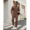COOFANDY Men’s Tracksuits 2 Piece Athletic Sweatsuit Quarter Zip Pullover | Long Sleeve, Running Sport Outfits, Casual Running Sweatsuit, Half-zip Tracksuit Sets(Brown)