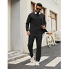 COOFANDY Men’s Tracksuits 2 Piece Athletic Sweatsuit Quarter Zip Pullover | Long Sleeve, Running Sport Outfits, Casual Running Sweatsuit, Half-zip Tracksuit Sets(Black)