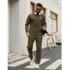 COOFANDY Men’s Tracksuits 2 Piece Athletic Sweatsuit Quarter Zip Pullover | Long Sleeve, Running Sport Outfits, Casual Running Sweatsuit, Half-zip Tracksuit Sets(Army Green)