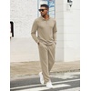 COOFANDY Men’s Tracksuits 2 Piece Athletic Sweatsuit Quarter Zip Pullover | Long Sleeve, Running Sport Outfits, Casual Running Sweatsuit, Half-zip Tracksuit Sets(Light Khaki)
