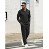 COOFANDY Men’s Tracksuits 2 Piece Athletic Sweatsuit Quarter Zip Pullover | Long Sleeve, Running Sport Outfits, Casual Running Sweatsuit, Half-zip Tracksuit Sets(Black)
