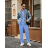 COOFANDY Men’s Tracksuits 2 Piece Athletic Sweatsuit Quarter Zip Pullover | Long Sleeve, Running Sport Outfits, Casual Running Sweatsuit, Half-zip Tracksuit Sets(Light Blue)