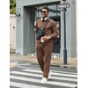 COOFANDY Men’s Tracksuits 2 Piece Athletic Sweatsuit Quarter Zip Pullover | Long Sleeve, Running Sport Outfits, Casual Running Sweatsuit, Half-zip Tracksuit Sets(Brown)