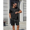 COOFANDY Men’s Two-Piece Set Wrinkle-Resistant Stretch Short-Sleeve T-Shirt and Shorts Summer Casual Textured Outfits(Black)