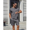 COOFANDY Men’s Two-Piece Set Wrinkle-Resistant Stretch Short-Sleeve T-Shirt and Shorts Summer Casual Textured Outfits(Dark Grey)
