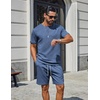 COOFANDY Men’s Two-Piece Set Wrinkle-Resistant Stretch Short-Sleeve T-Shirt and Shorts Summer Casual Textured Outfits(Grey Blue)