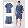 COOFANDY Men’s Two-Piece Set Wrinkle-Resistant Stretch Short-Sleeve T-Shirt and Shorts Summer Casual Textured Outfits(Grey Blue)