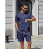 COOFANDY Men’s Two-Piece Set Wrinkle-Resistant Stretch Short-Sleeve T-Shirt and Shorts Summer Casual Textured Outfits(Navy Blue)